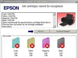 وقتی کارتریج جوهر اپسون قابل شناسایی نیست چه باید کرد